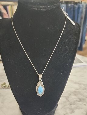 Sterlling And Golden Hills Turquoise Pendant Necklace